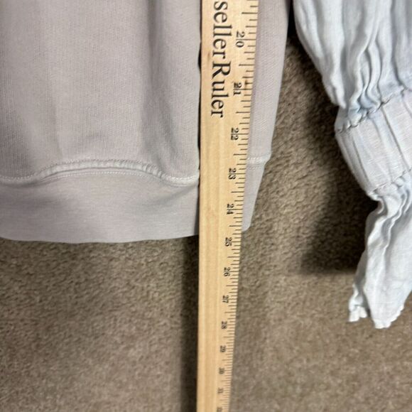 Stateside Sweatshirt Womens Small S Gray Crew Contrast Linen Sleeve French Terry - Picture 6 of 11